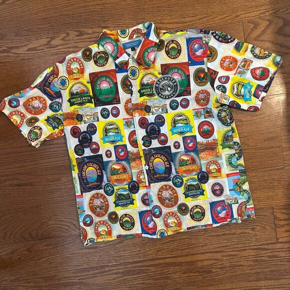 Deschutes Brewery Beer Label IPA Beer Button Down Shirt Size Large Oregon Brew - Picture 2 of 12